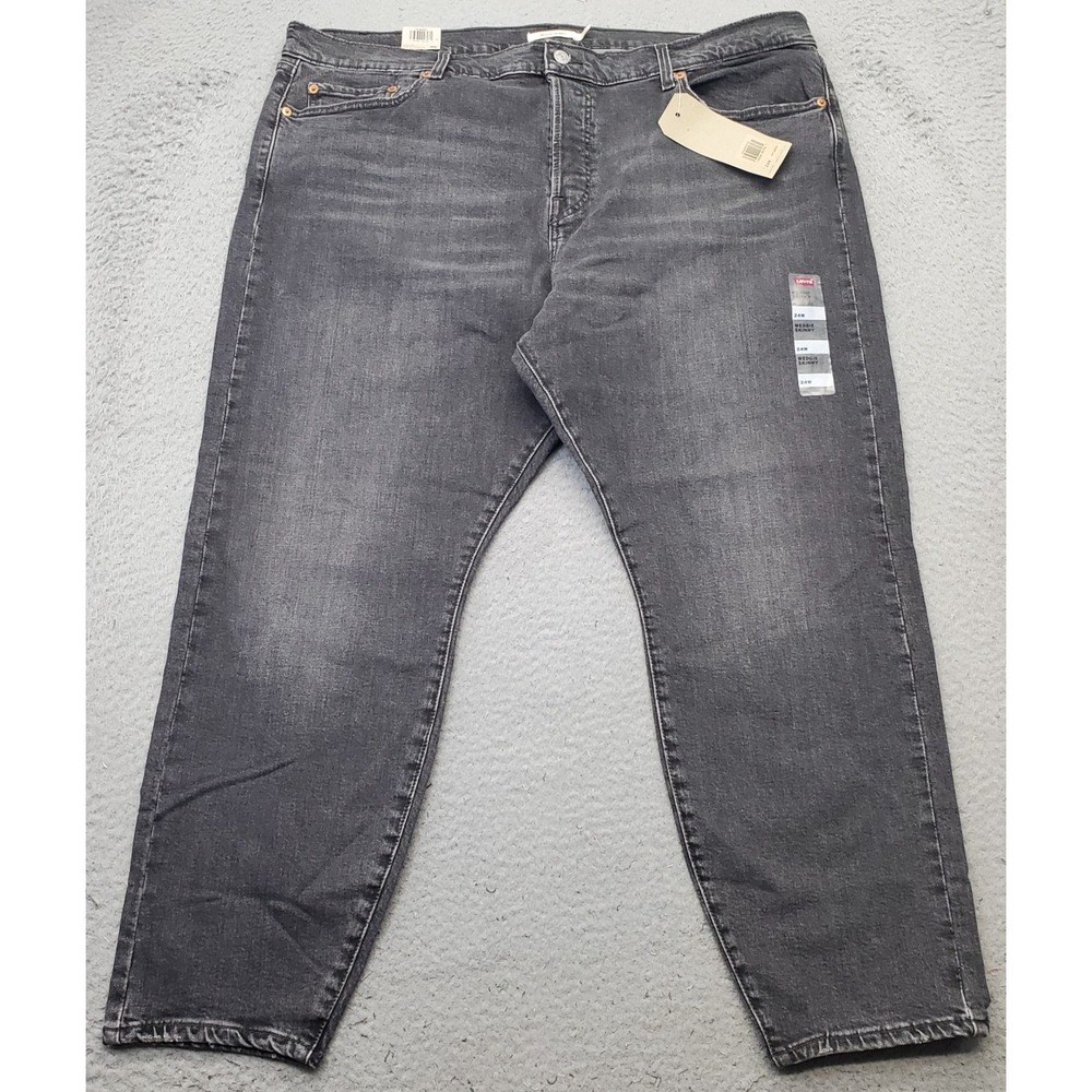 Levi's Wedgie Skinny Jeans Womens 24W Gray Denim Red Tab High Rise Button Fly